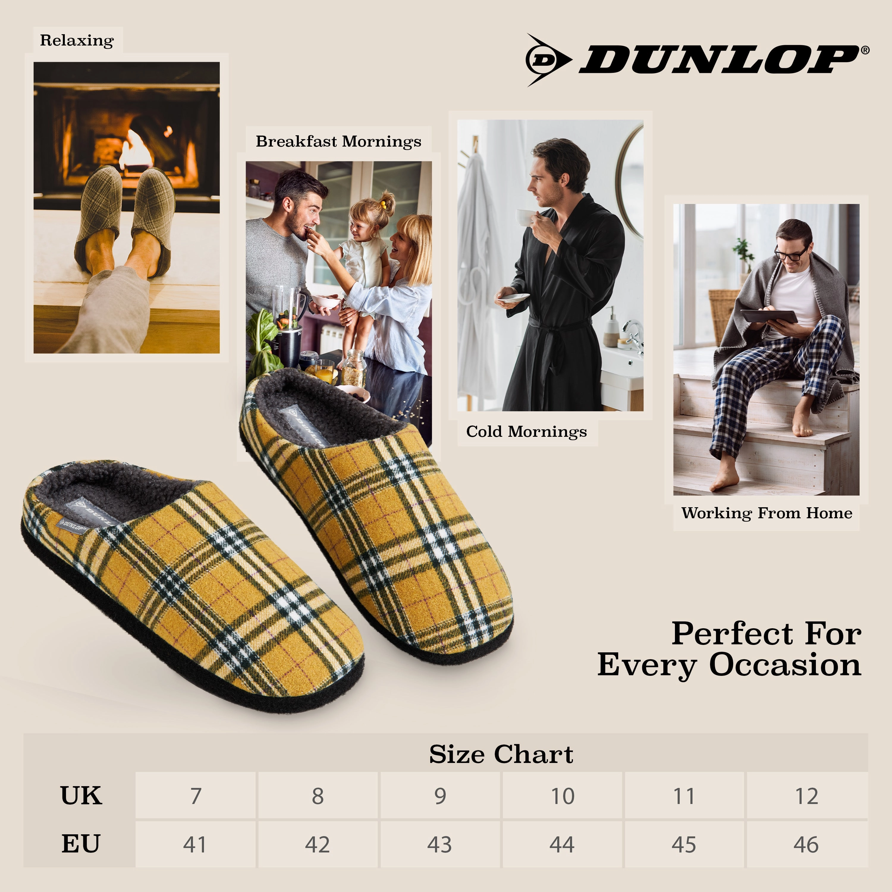 Warm Home Slippers Dunlop Mens,Comfy Memory Foam Slippers,Warm Faux Sheepskin Anti Slip House Shoes