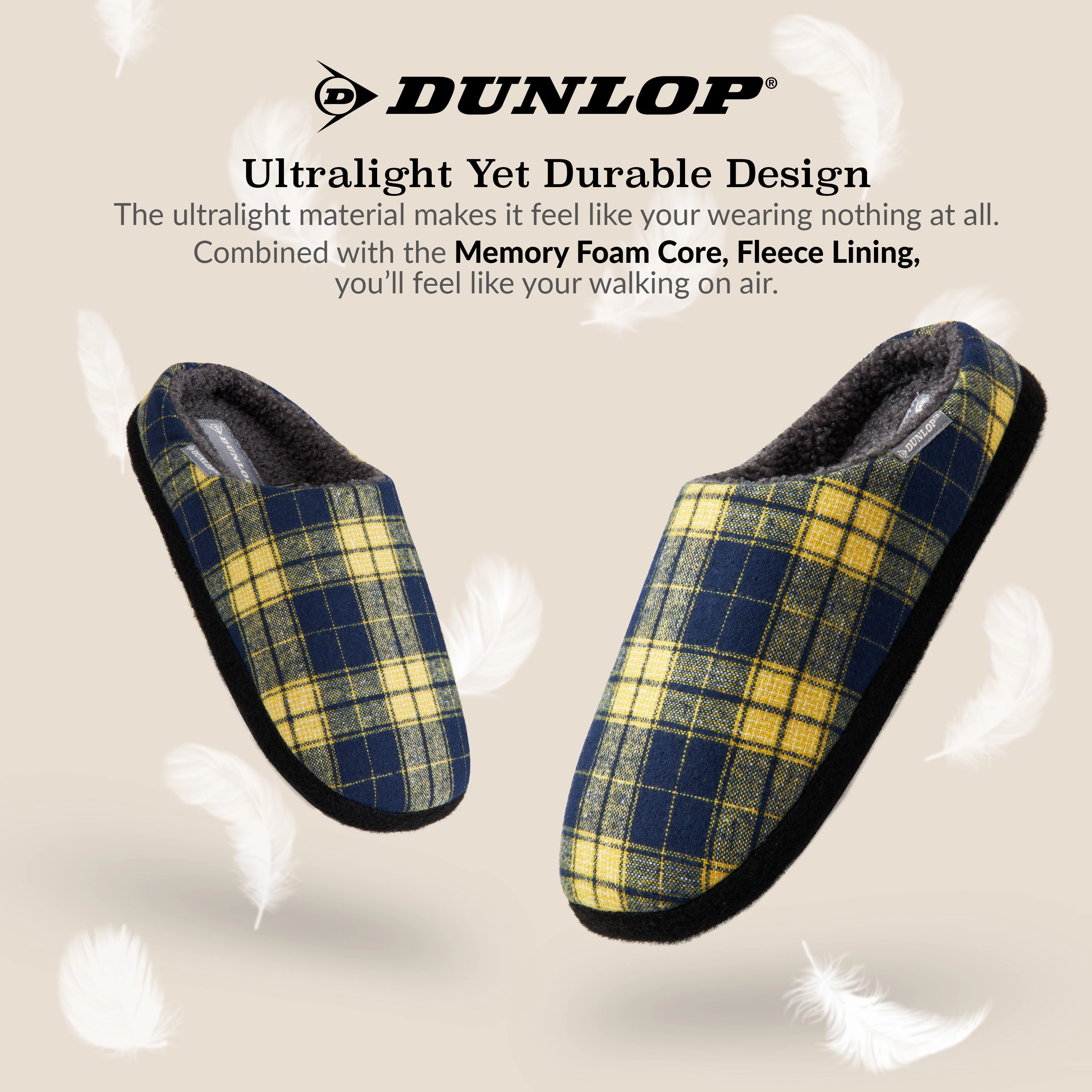 Dunlop Mens,Comfy Memory Foam Slippers,Warm Faux Sheepskin Anti Slip House Shoes Trey Turner Slides