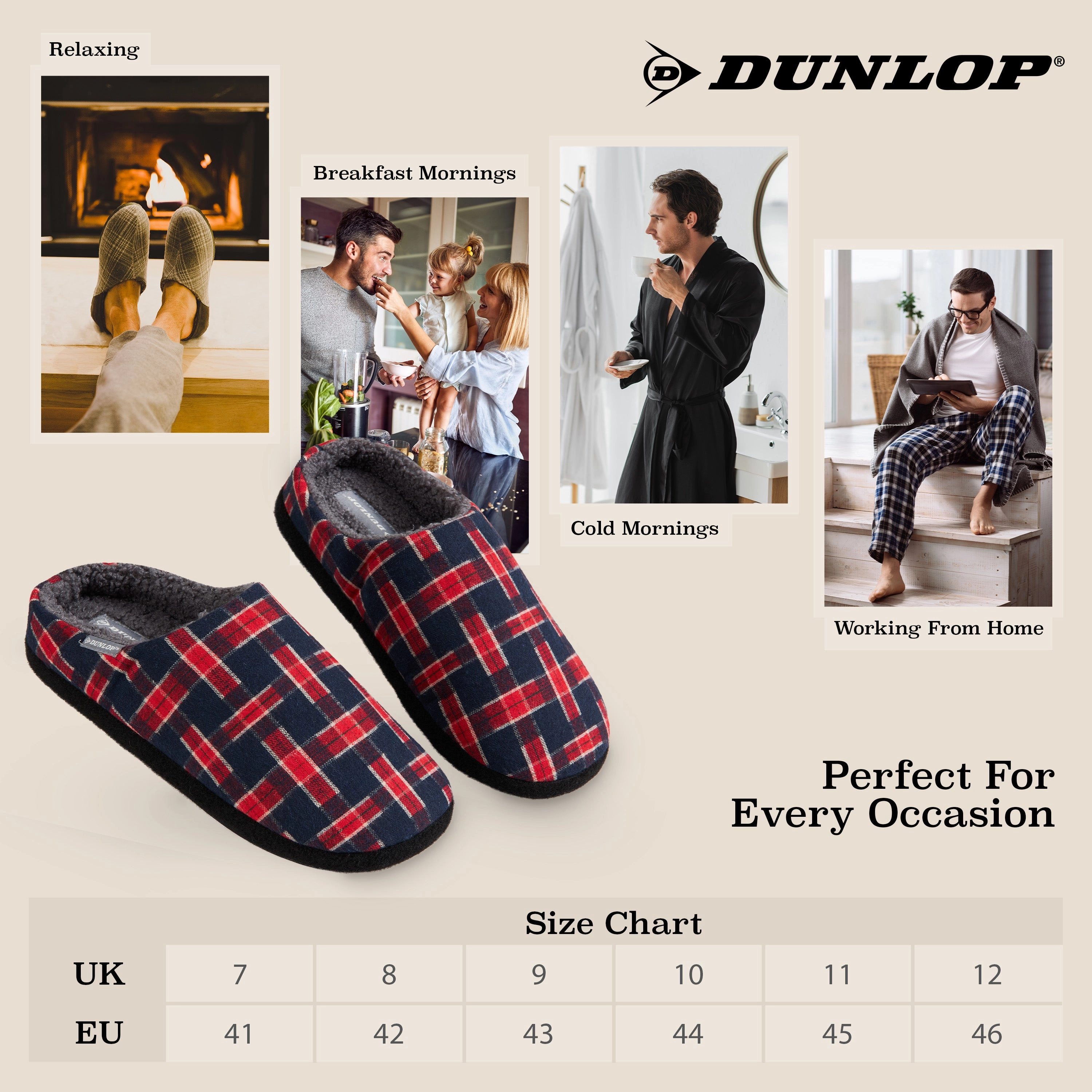 Slippers Boots Dunlop Mens,Comfy Memory Foam Slippers,Warm Faux Sheepskin Anti Slip House Shoes