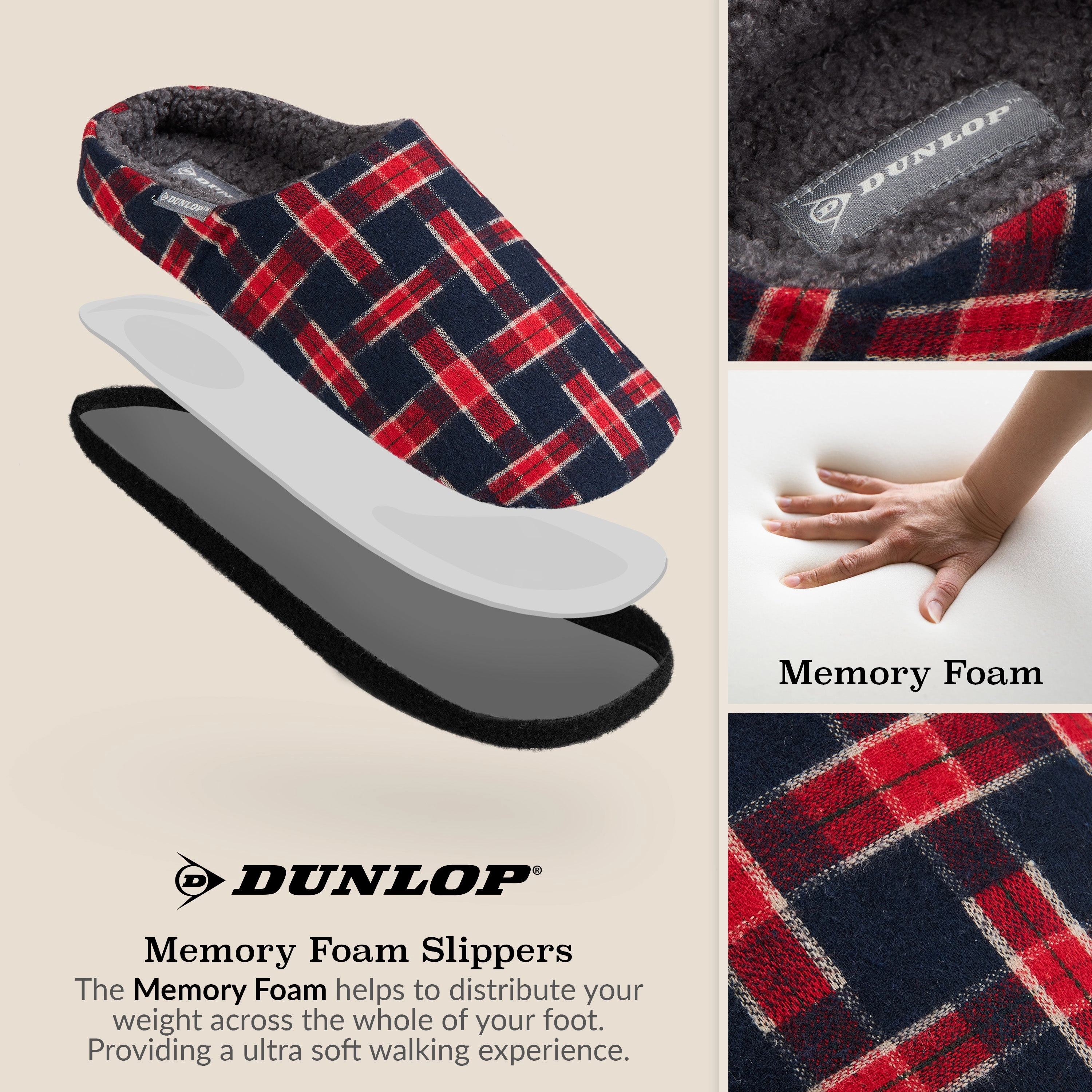 Loki Slippers Dunlop Mens,Comfy Memory Foam Slippers,Warm Faux Sheepskin Anti Slip House Shoes
