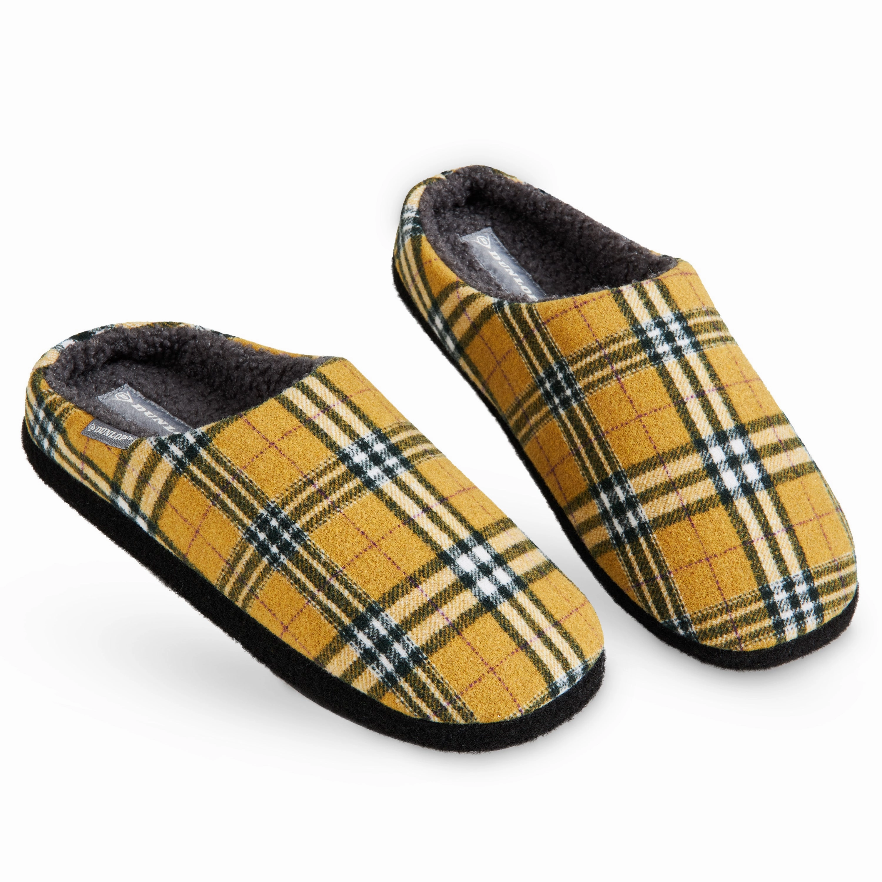 Dunlop Mens,Comfy Memory Foam Slippers,Warm Faux Sheepskin Anti Slip House Shoes Best Ortho Slippers