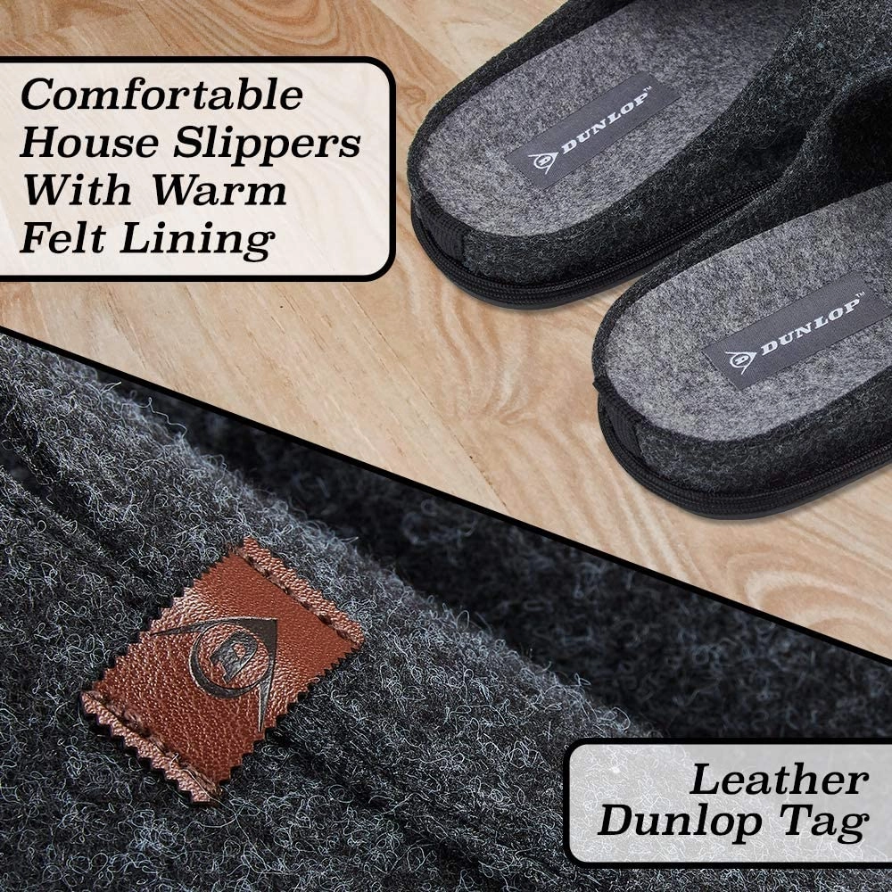 Bed Room Slippers Dunlop Mens Slippers, Felt Slip On Mules Men's Slippers