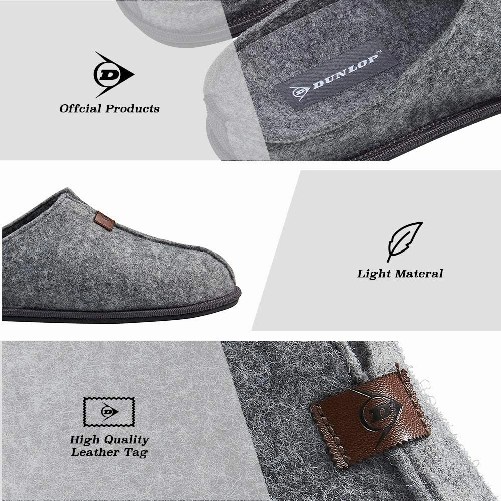 Feet Sweat In Slippers Dunlop Mens Slippers, Felt Slip On Mules Men's Slippers