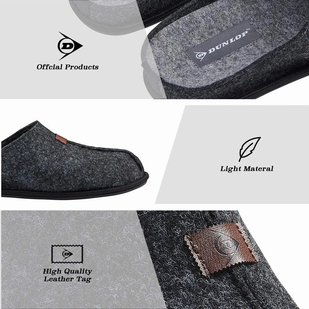 Checkerboard Slippers Dunlop Mens Slippers, Felt Slip On Mules Men's Slippers