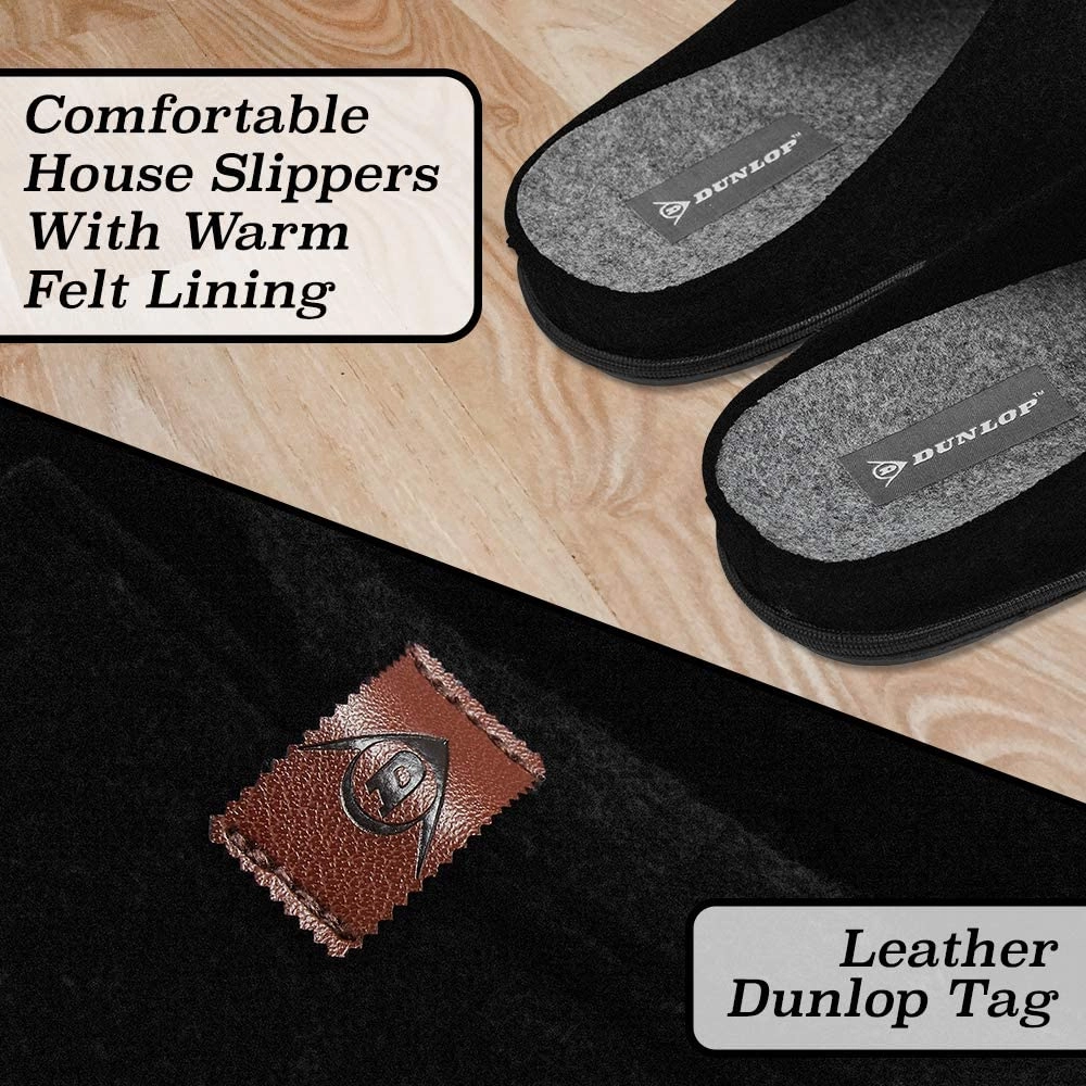 Onyx Slides Dunlop Mens Slippers, Felt Slip On Mules Men's Slippers