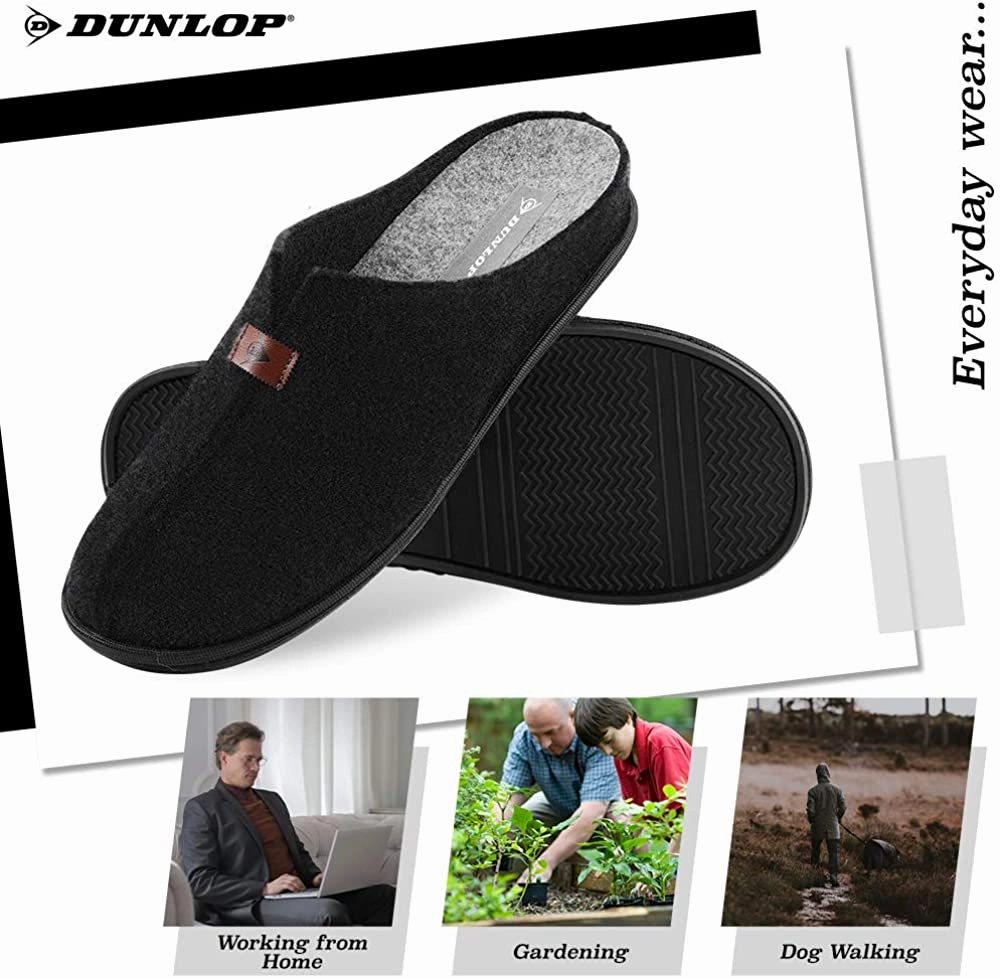 Dunlop Mens Slippers, Felt Slip On Mules Men's Slippers Slipper Boot Slippers