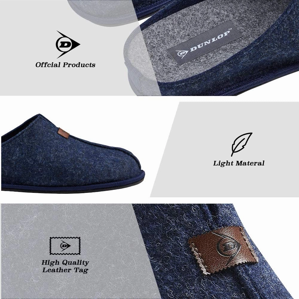 Happy Feet Slippers Shark Tank Dunlop Mens Slippers, Felt Slip On Mules Men's Slippers