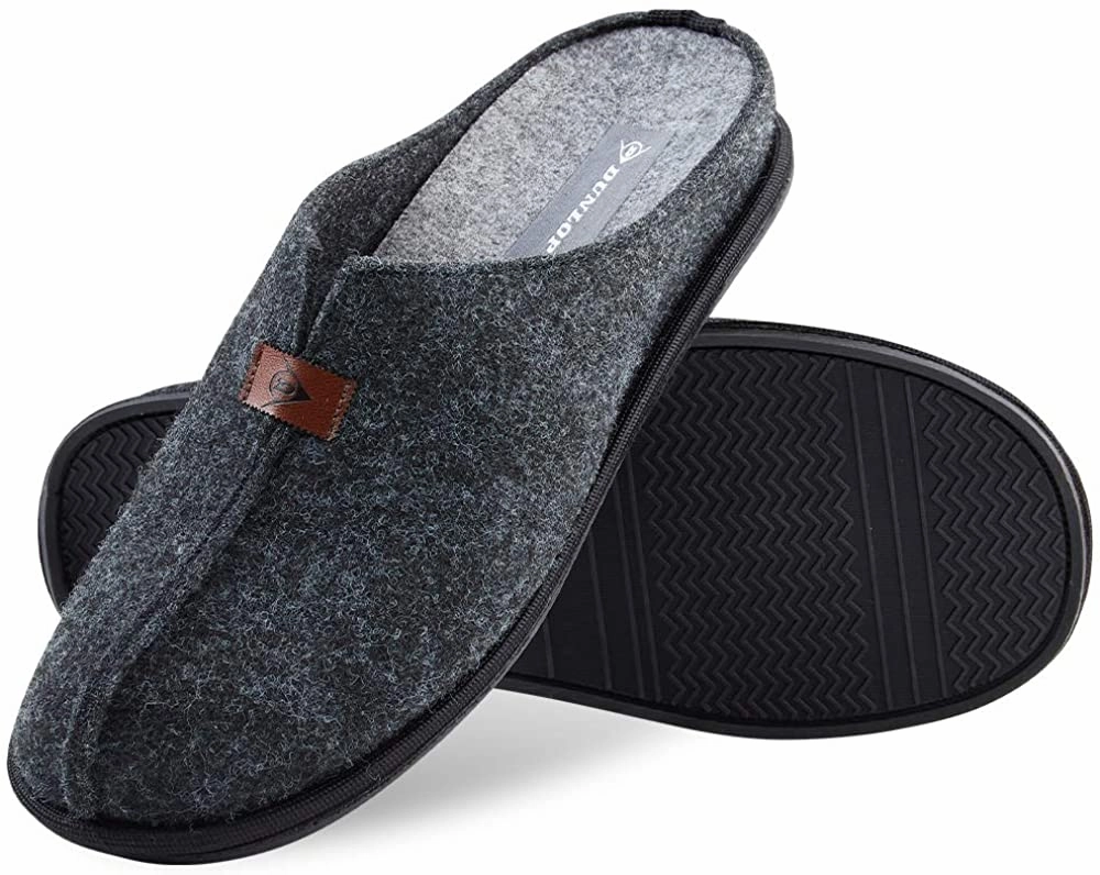 Slides And Go Dunlop Mens Slippers, Felt Slip On Mules Men's Slippers