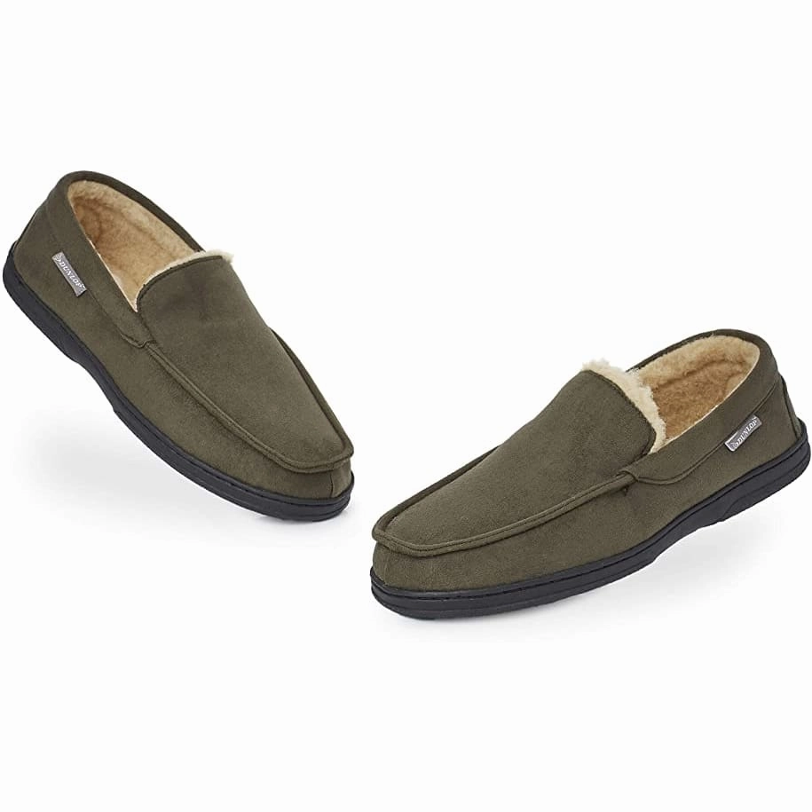 Grimace Slippers Dunlop Moccasins Loafers Faux Sheepskin Slippers with Rubber Sole for Men