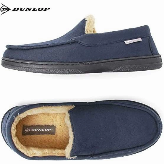 Dunlop Moccasins Loafers Faux Sheepskin Slippers with Rubber Sole for Men Vanuba Slippers
