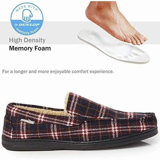 Size 15 Slippers Dunlop Moccasins Loafers Faux Sheepskin Slippers with Rubber Sole for Men