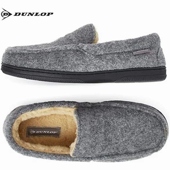 Sizing For Slippers Dunlop Moccasins Loafers Faux Sheepskin Slippers with Rubber Sole for Men