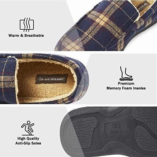 Bob Slippers Dunlop Moccasins Loafers Faux Sheepskin Slippers with Rubber Sole for Men