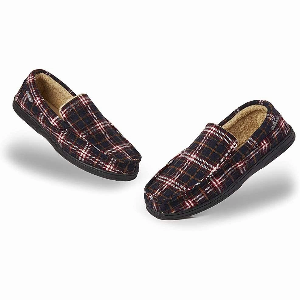Dunlop Moccasins Loafers Faux Sheepskin Slippers with Rubber Sole for Men Handmade Slippers