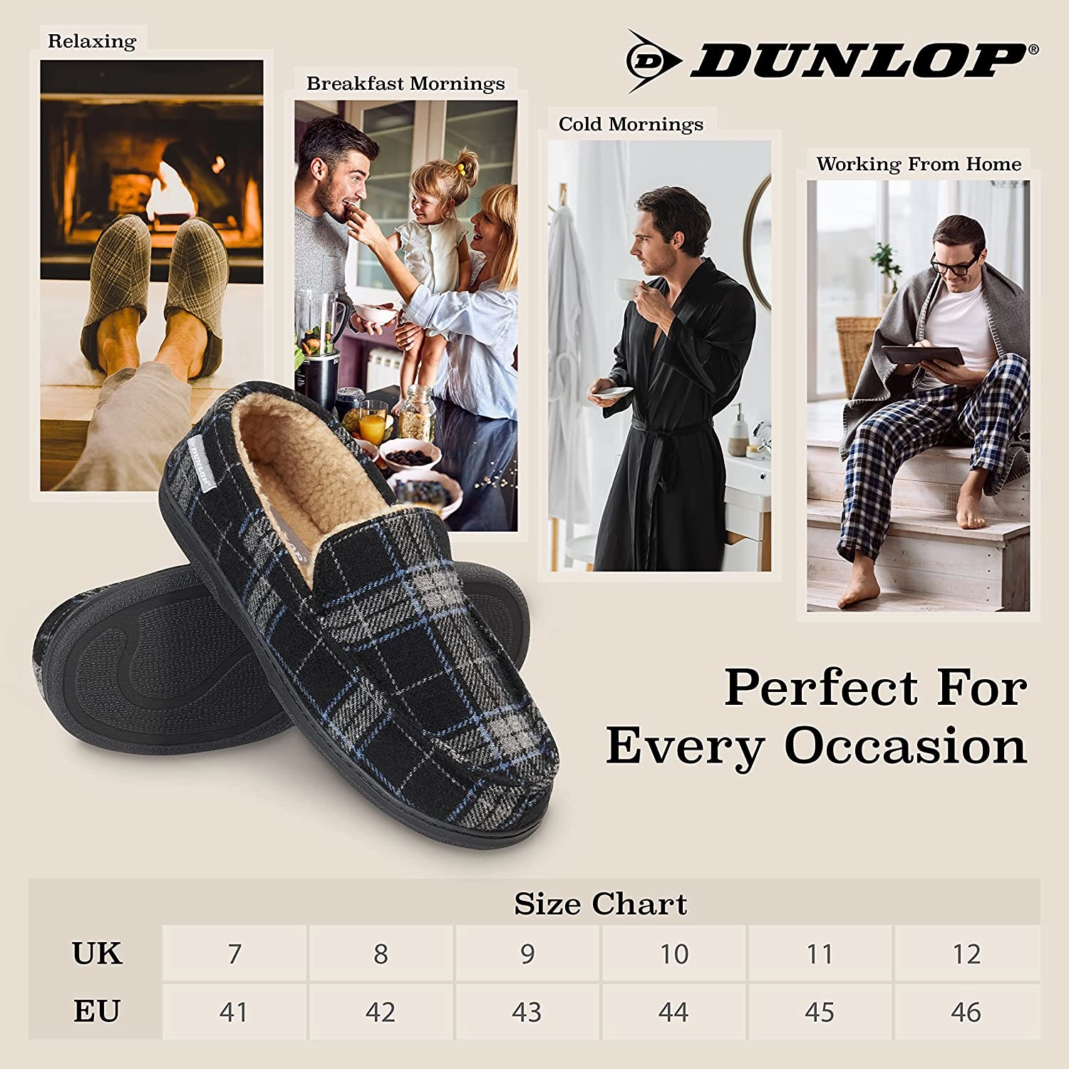 Baby Bear Slippers Dunlop Moccasins Loafers Faux Sheepskin Slippers with Rubber Sole for Men