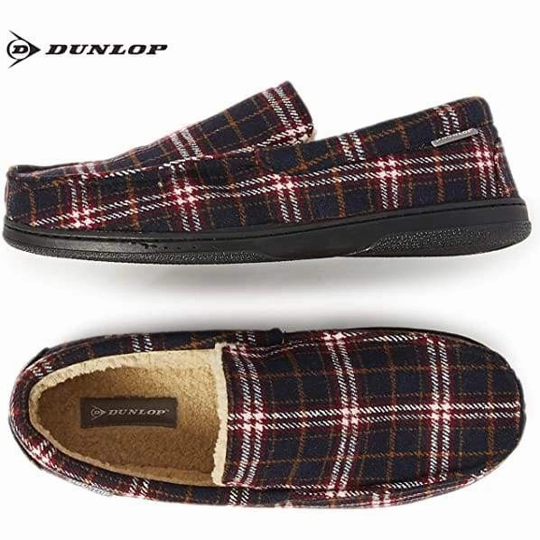 Hotel Slippers Bulk Dunlop Moccasins Loafers Faux Sheepskin Slippers with Rubber Sole for Men