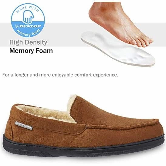 Slippers Toddler Dunlop Moccasins Loafers Faux Sheepskin Slippers with Rubber Sole for Men