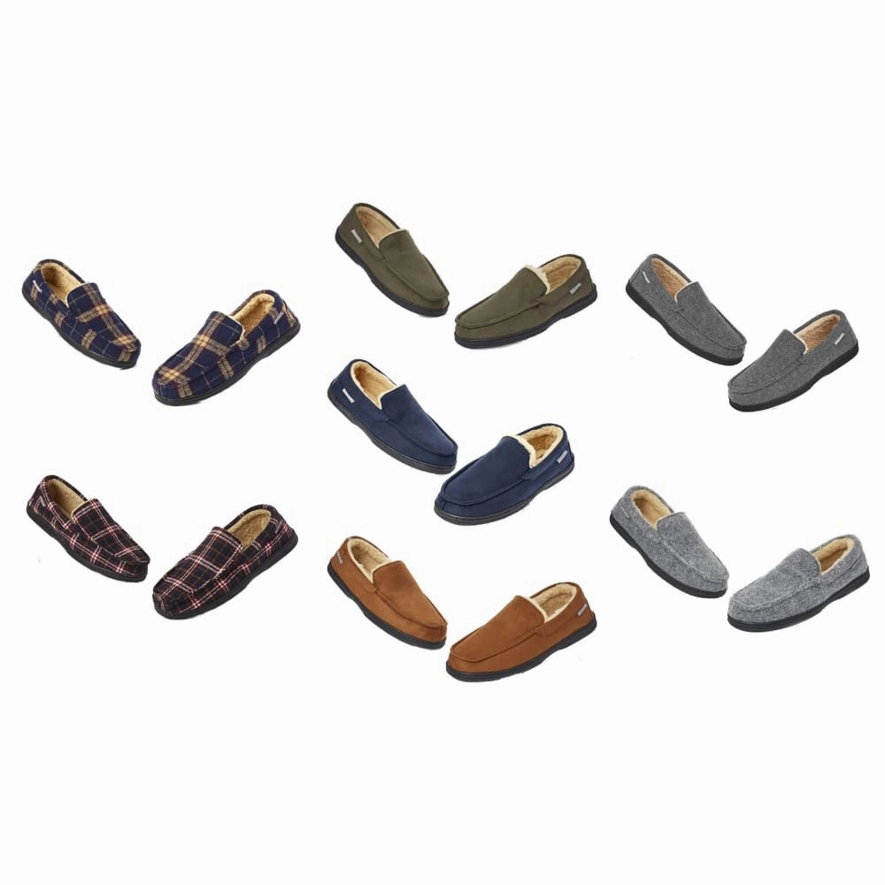 Dunlop Moccasins Loafers Faux Sheepskin Slippers with Rubber Sole for Men House Guest Slippers