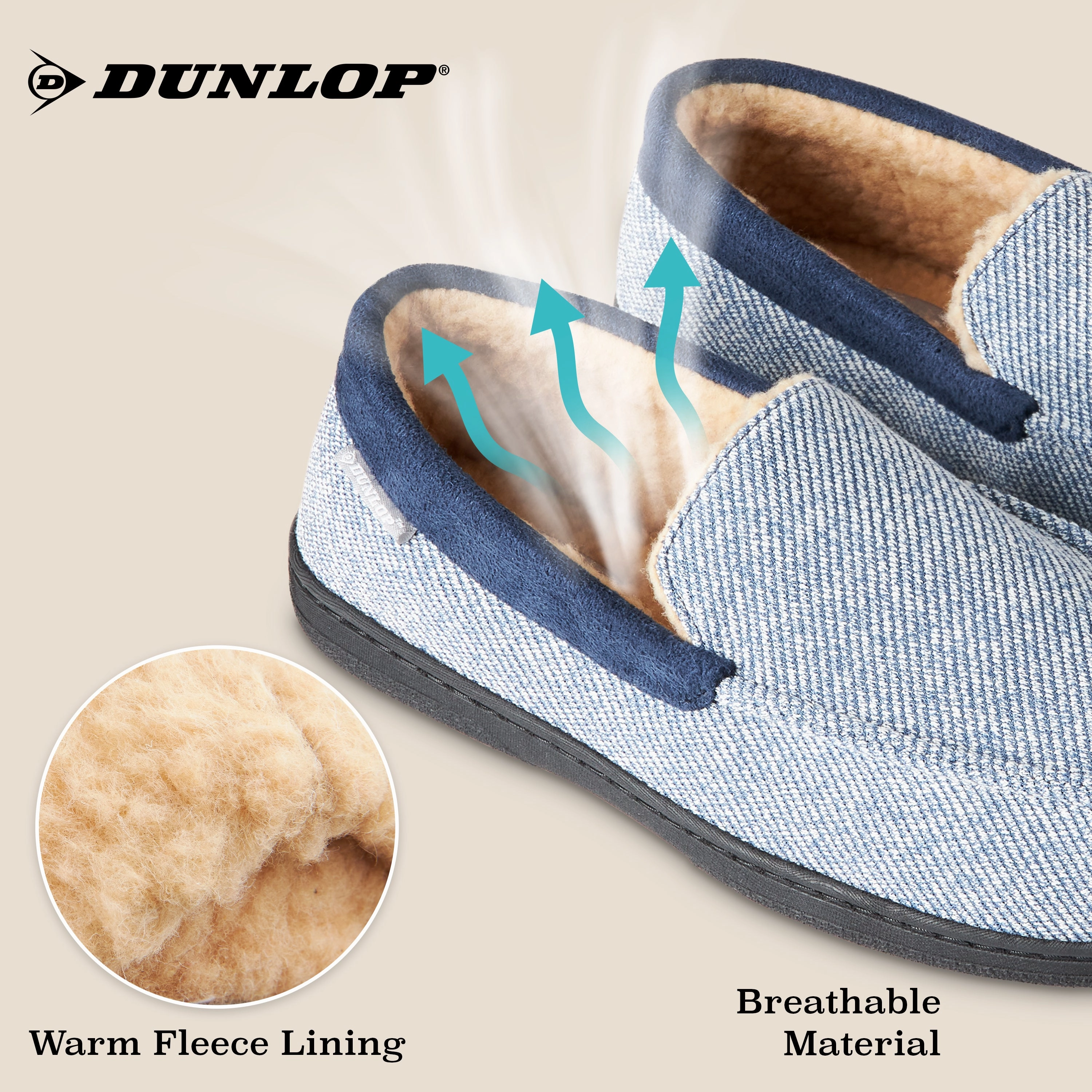 Dunlop Moccasins Slippers for Men With Rubber Sole Suede Slide Shoes