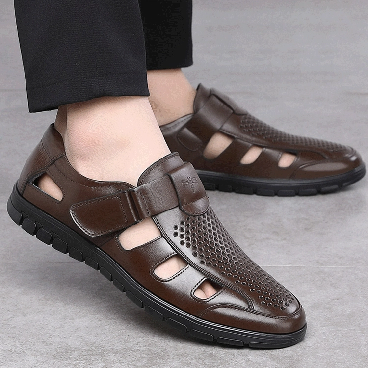 Men's Soft And Comfortable Leather Sandals Sewing Pattern Slippers