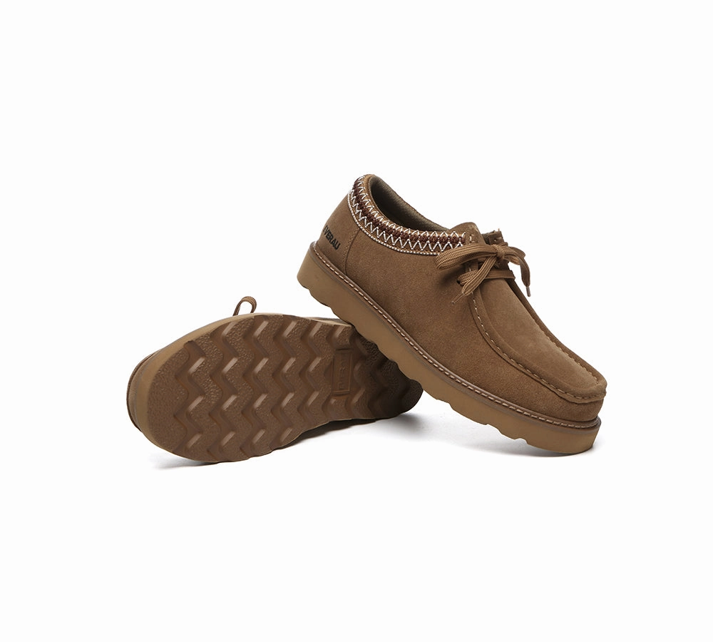 EVERAU Men Leather Lace Up Casual Shoes Madison Sneakers Casual Shoes