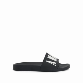 Logo Pool Slide in Black Sandals Nails Sylvania