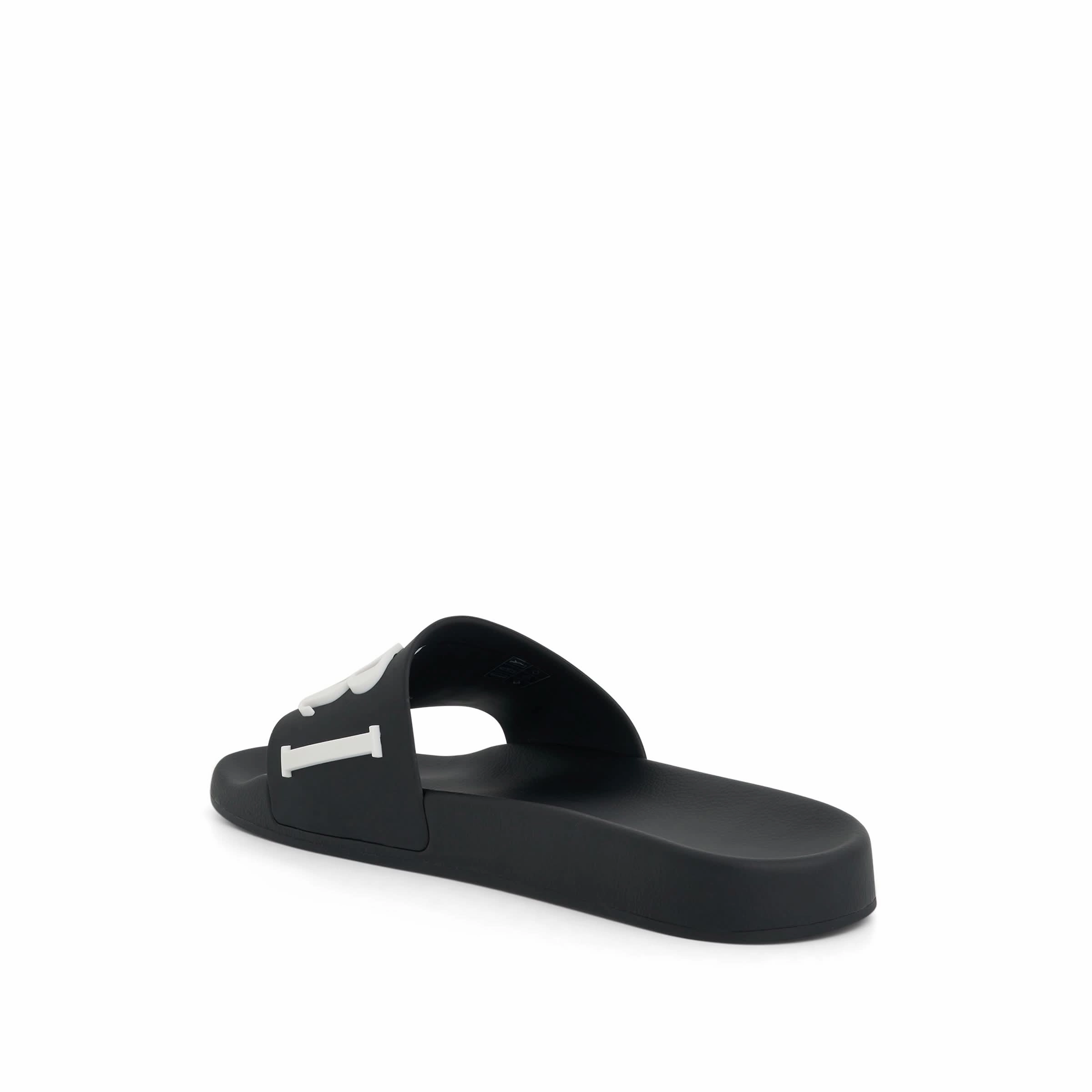 Logo Pool Slide in Black Crocs Wedge Sandals