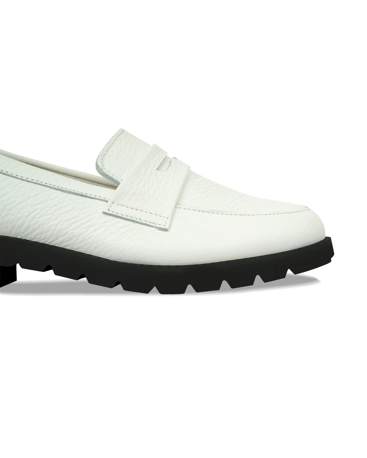 Leather Platform Loafers Penny Loafers - Blanc White