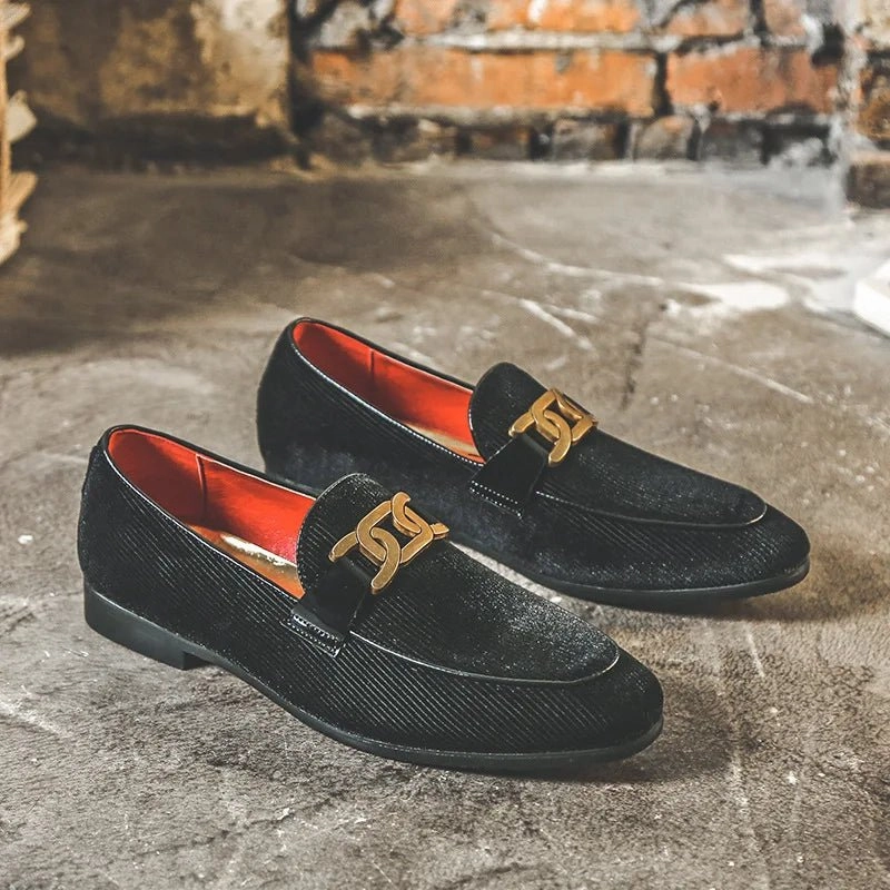 Plus Size 48 Corduroy Material Fashion Men Loafers Shoes Slip On Dress Shoes Tan Heeled Loafers