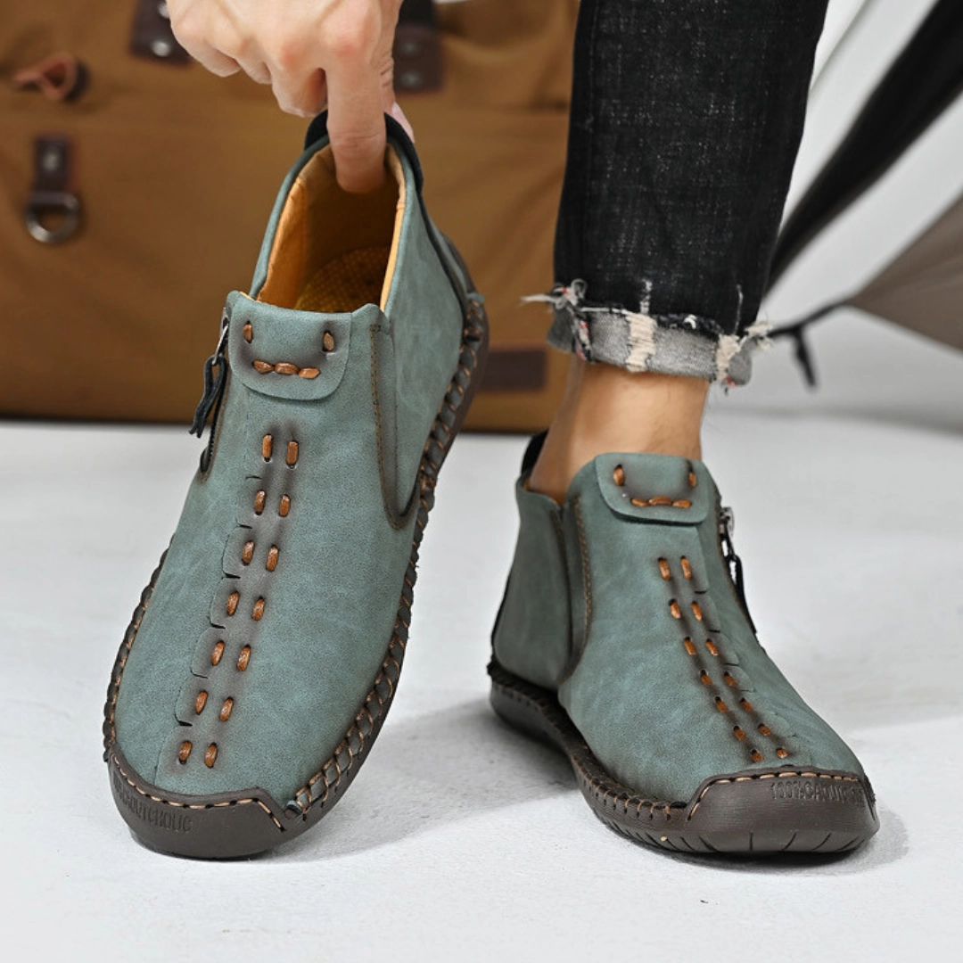 GRW Orthopedic Men Shoes Comfort Leather Non-slip Zipper Boot Shoes That Change From Heels To Flats