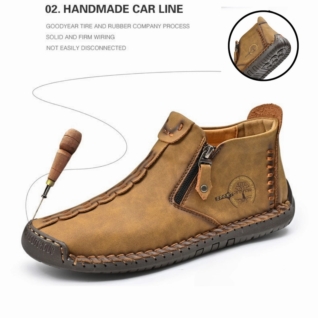 Slip On Walking Shoes For Feet Reviews GRW Orthopedic Men Shoes Comfort Leather Non-slip Zipper Boot