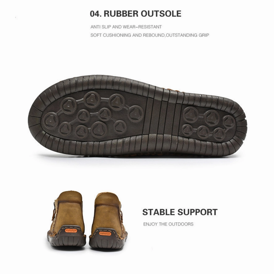 GRW Orthopedic Men Shoes Comfort Leather Non-slip Zipper Boot Shoes To Support Flat Feet