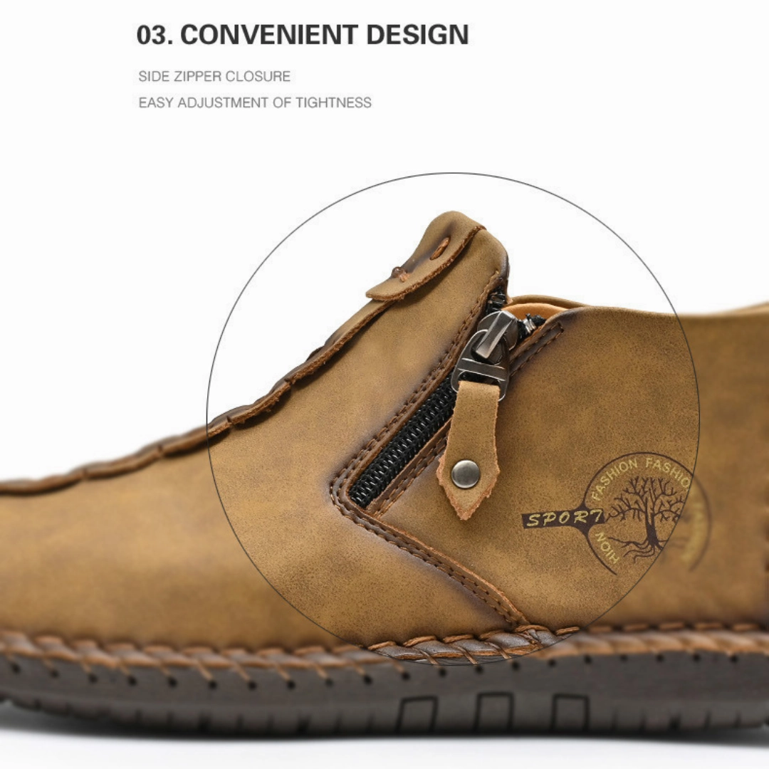 Flat Fashionable Shoes GRW Orthopedic Men Shoes Comfort Leather Non-slip Zipper Boot