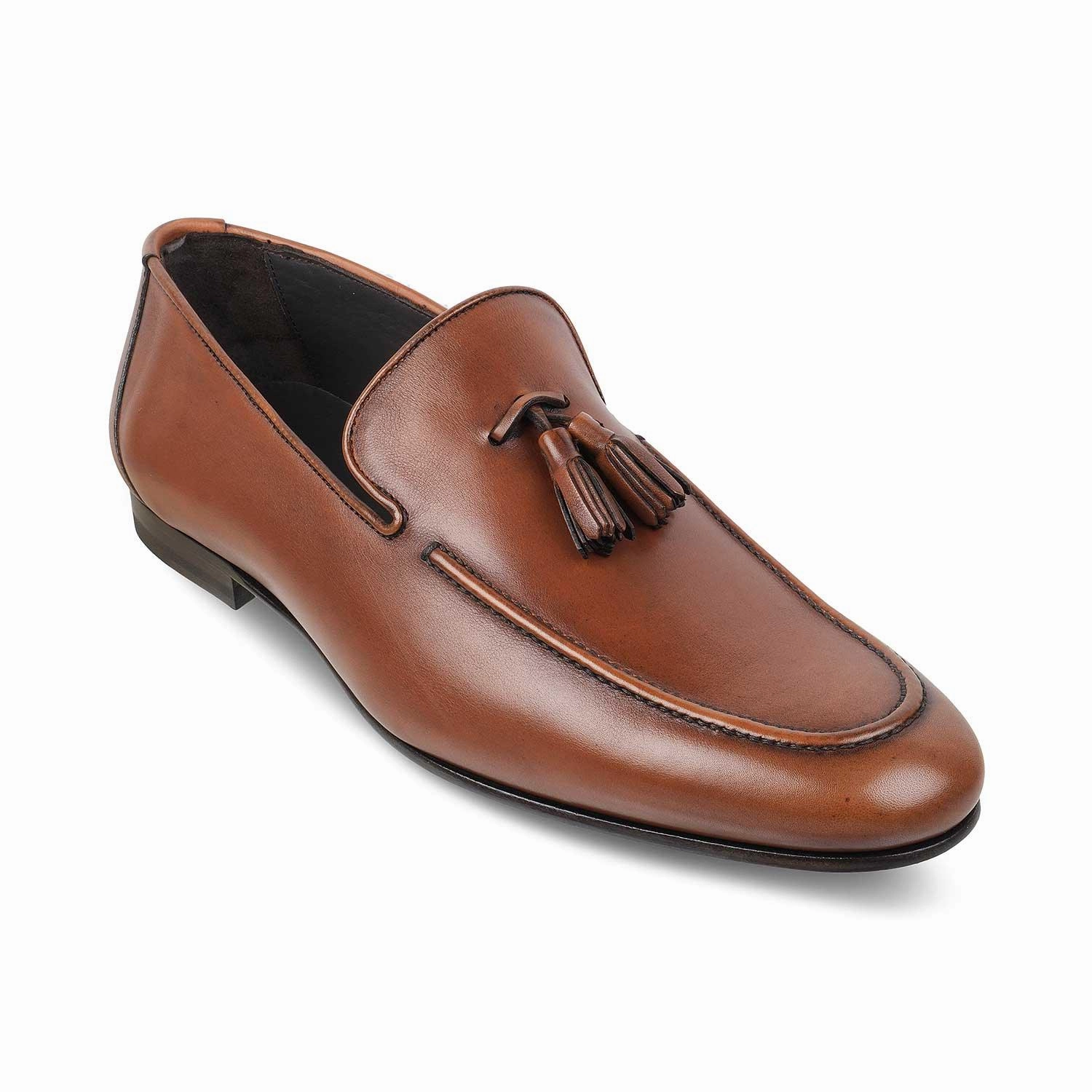 The Mancio Tan Men's Handcrafted Leather Loafers Tresmode Loafers Women