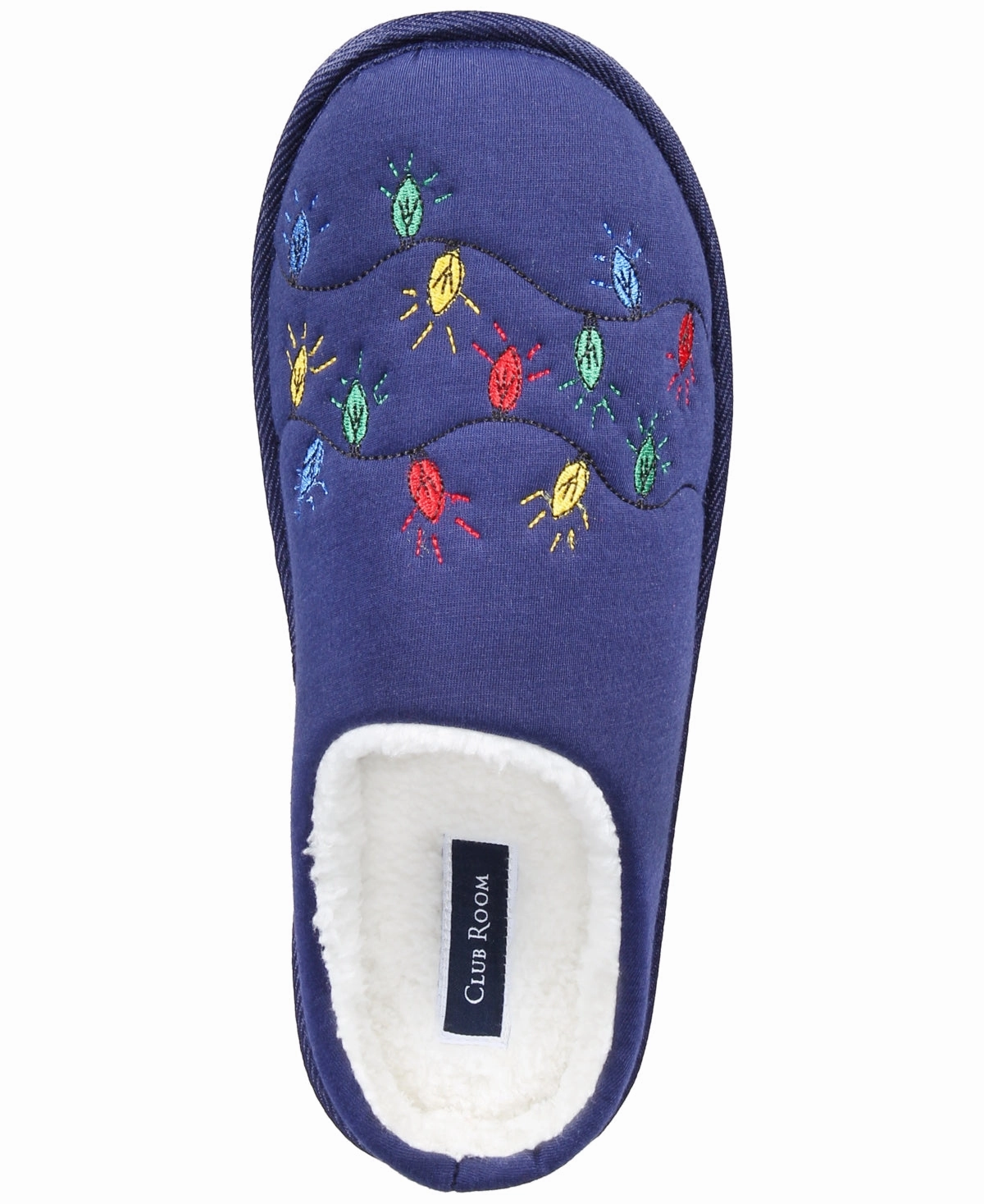 Club Room Men's Holiday Lights Slippers Slip On Blue Multi  XL 12 to 13 Schnauzer Slippers
