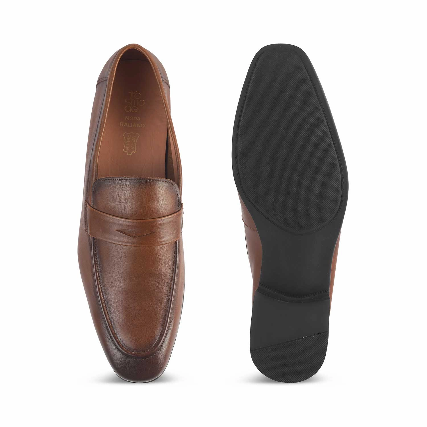 Loafers With Pants Tresmode Hawk Tan Men's Leather Penny Loafers