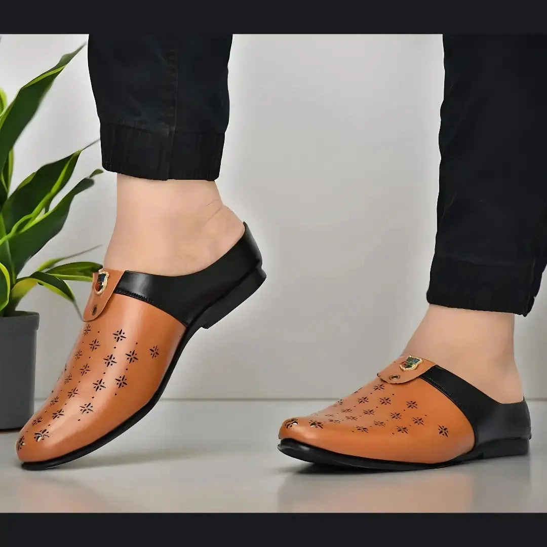 Loafers Drawing Stylist Half Loafers for Men in Tan/Black Color