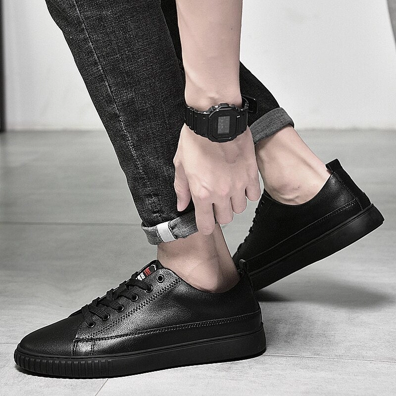 binfenxie Men Oxford Shoes lace up High Quality Genuine Leather Mens Shoes outdoor Fashion Breathable Men Casual Shoes men Flat Work Shoes Shoes That Turn Into Flats