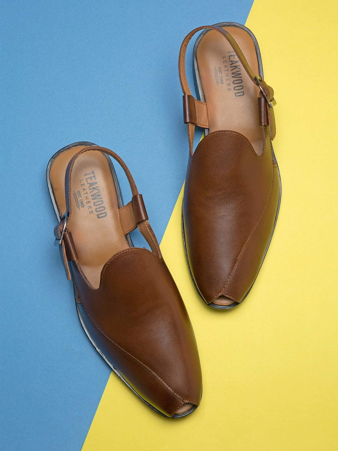 Teakwood Men Brown Solid Peshawari Mules Resort Cost