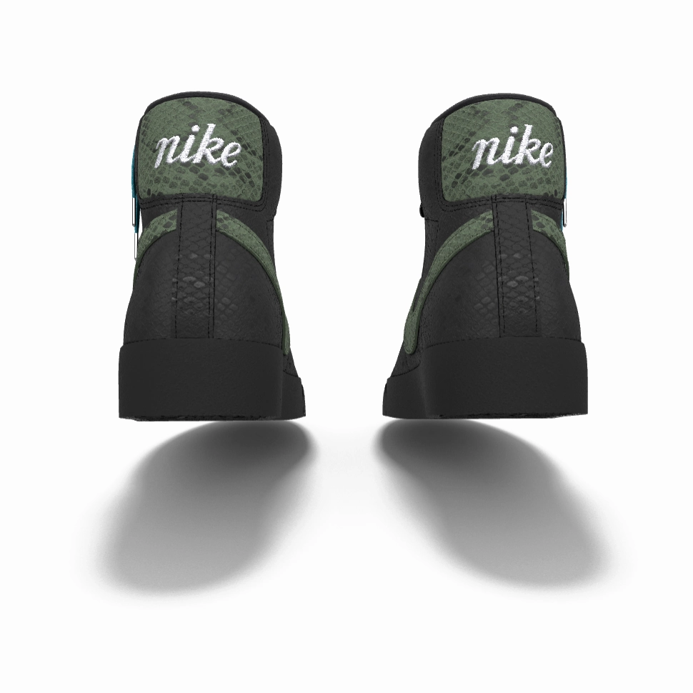 $195 NIB NEW Mens NIKE Blazer Mid 77 Custom Black Mixed Python Leather BB Shoes Asics Pronation Control Shoes