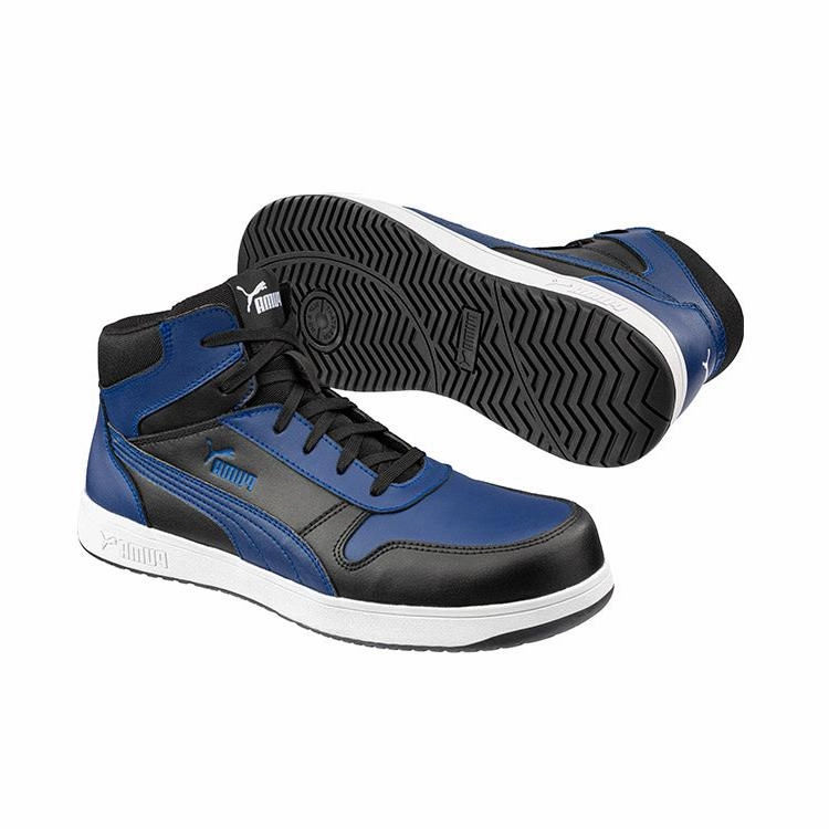 Puma Blue/Black Frontcourt Mid Fibreglass Toe Cap Lace Up Safety Shoe (630077) (Pre Order) Asics 4e Wide Shoes