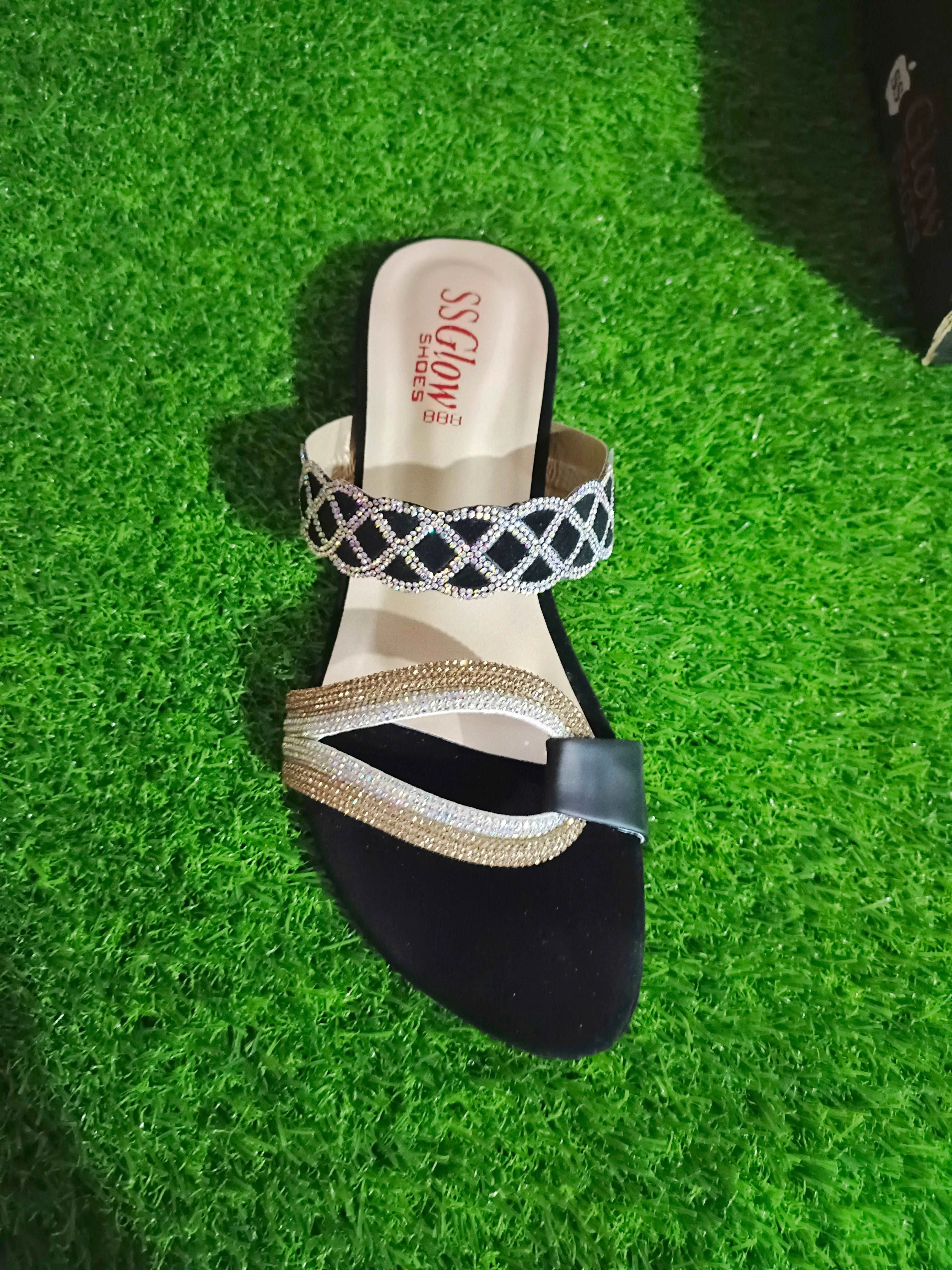 Elegant Beaded Sandals Black Fuzzy Clog Slippers