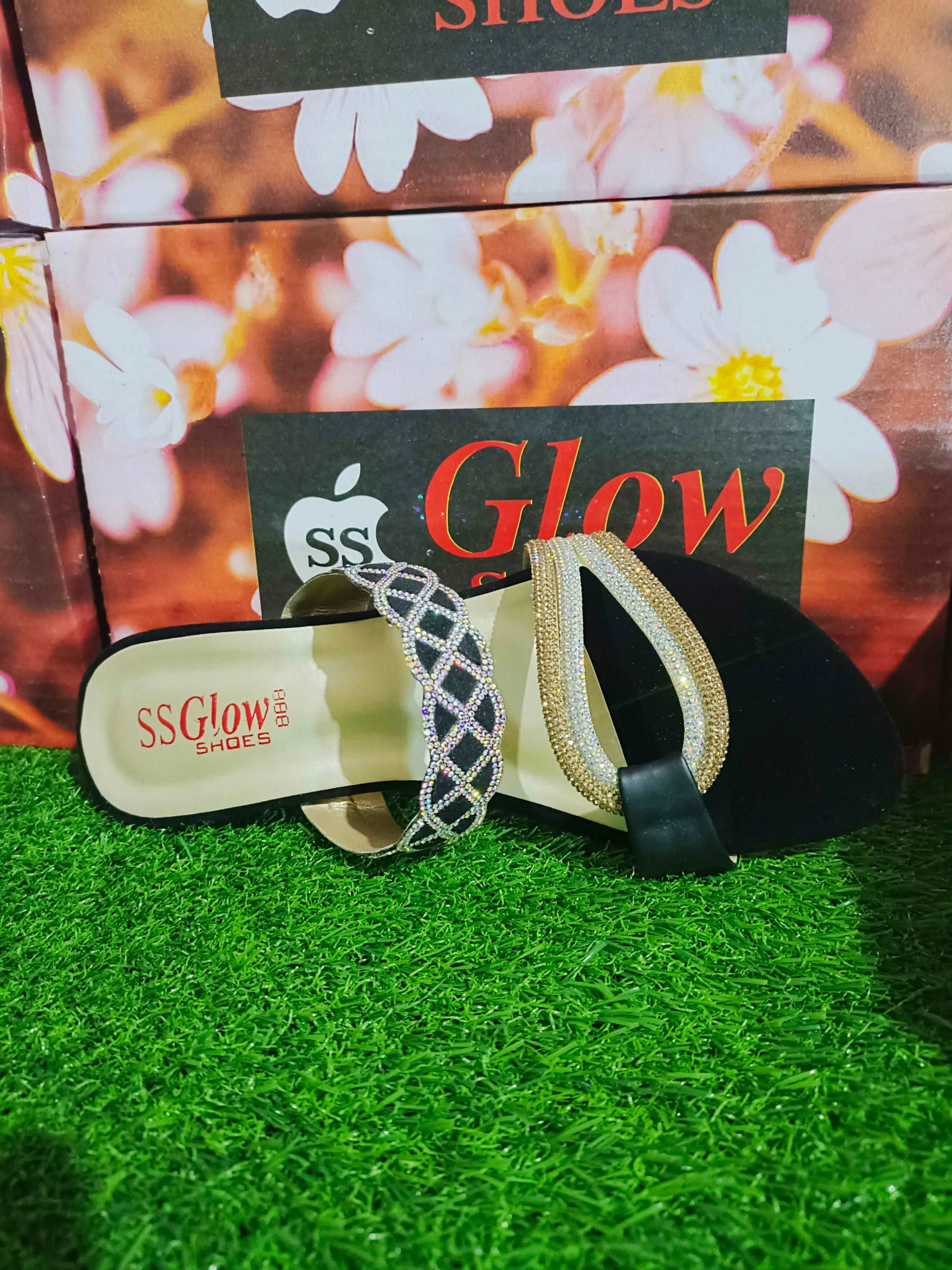 Top Drawer Slippers Elegant Beaded Sandals Black