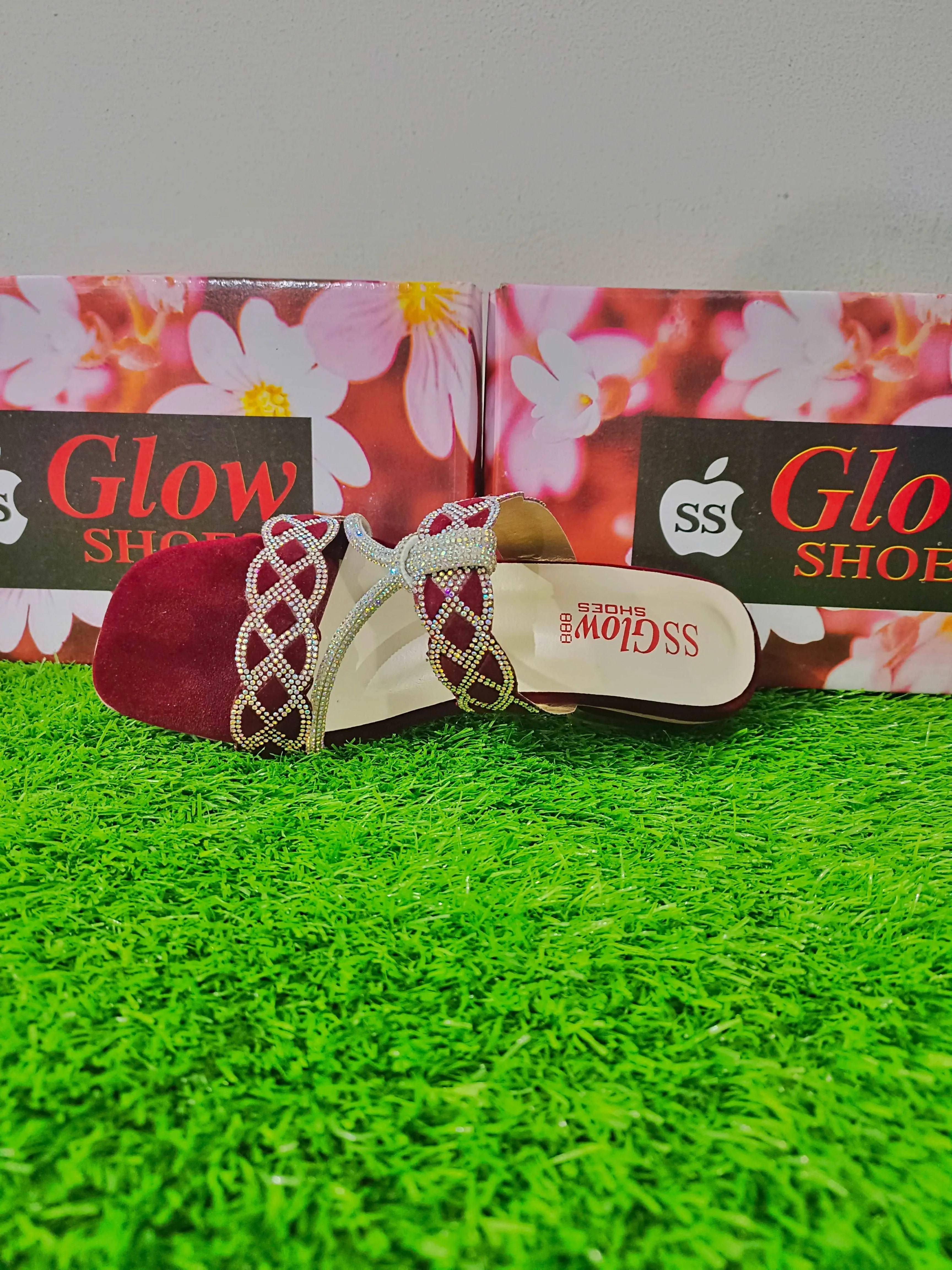 Elegant Maroon Ladies Sandals - Glow Shoes Wild Rag Slide