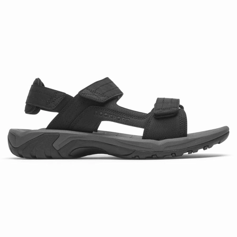 Sam Edelman Sandals Flat Rockport Men's Byron Quarter Strap Sandals- Black