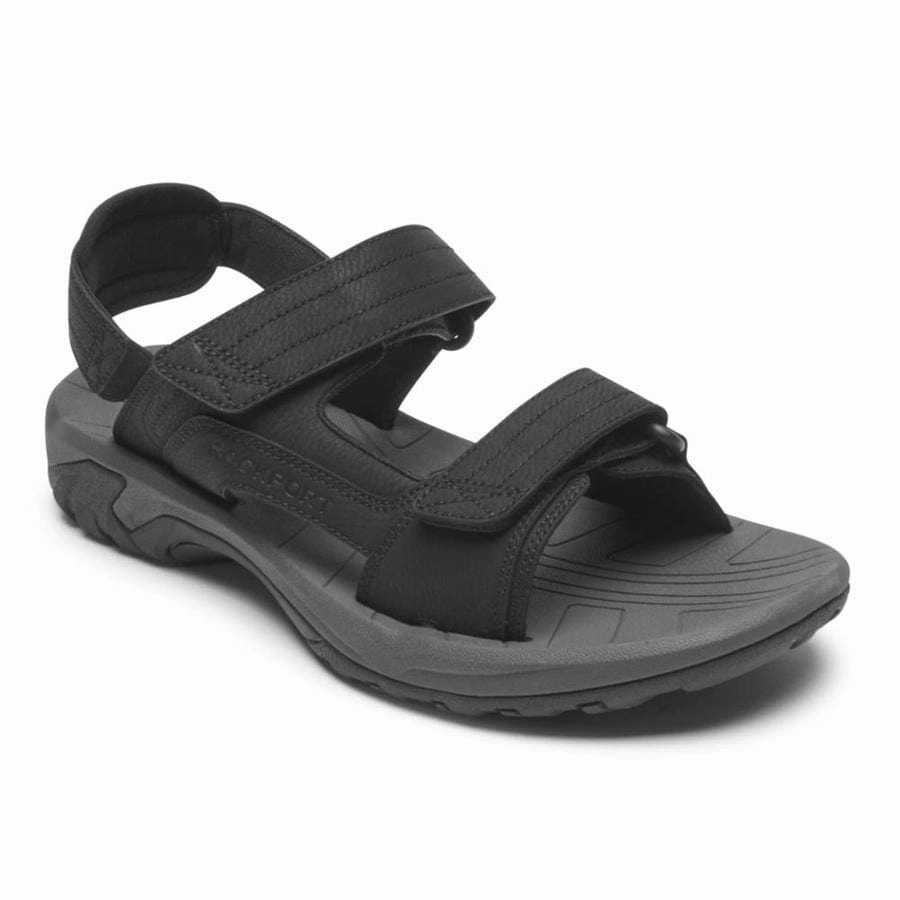 Rockport Men's Byron Quarter Strap Sandals- Black Cassandra Sandals