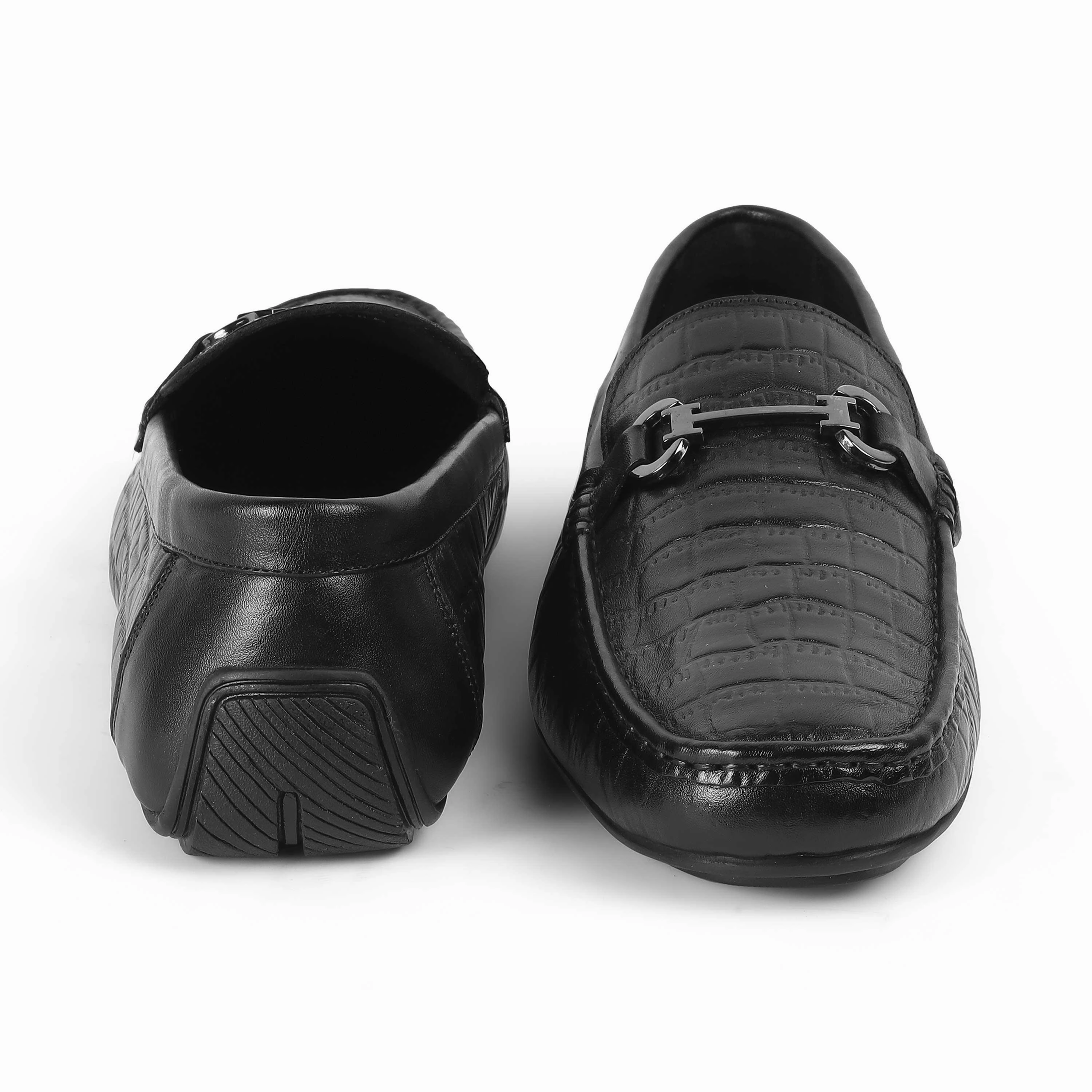 Tresmode Oxile Black Men's Textured Leather Loafers Alden Loafers Sale