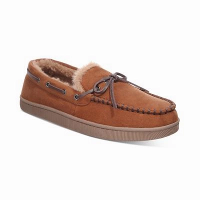 Club Room Mens Moccasin Slippers Tan  Small  6 to 7 Car Slippers