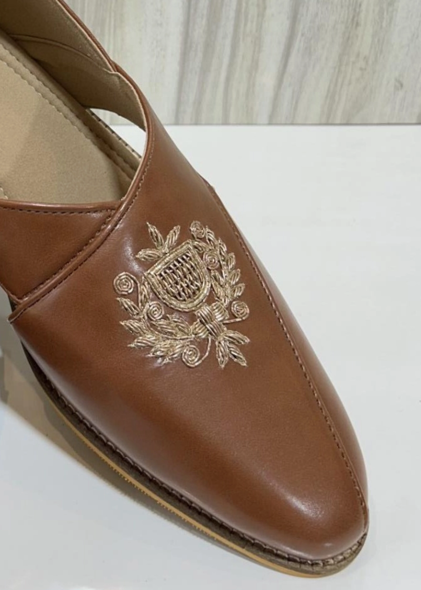 Gemi Driving Loafers TAN LEATHER HAND EMB LOAFER SHOES FOR MEN