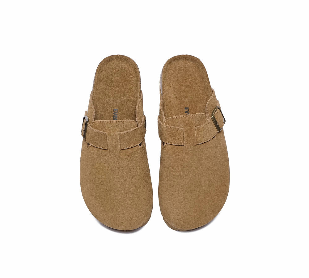 EVERAU Men Adjustable Buckled Straps Slip-on Flat Sandal Slides Large Size Mason Romeo Slippers